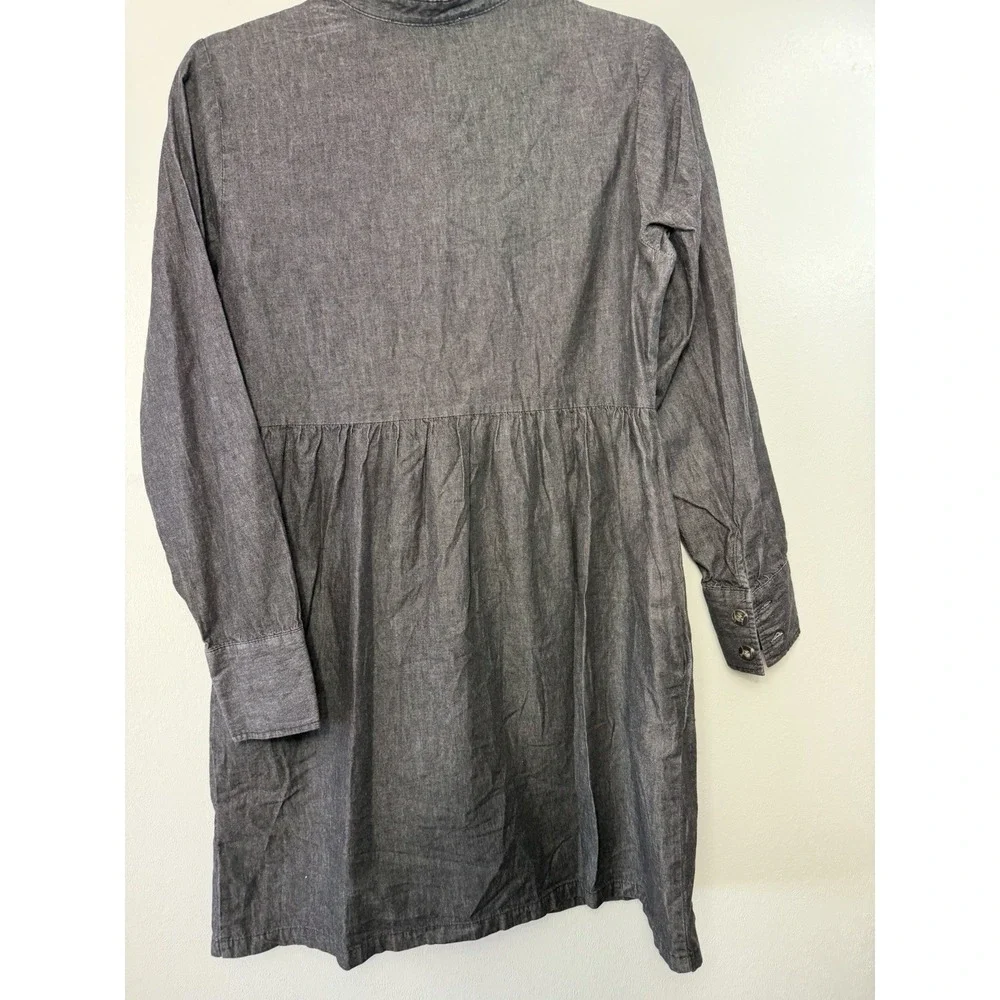 NWT Nine West Black Denim Long Sleeved Collared Dress Size XS‎  Western Cowgirl